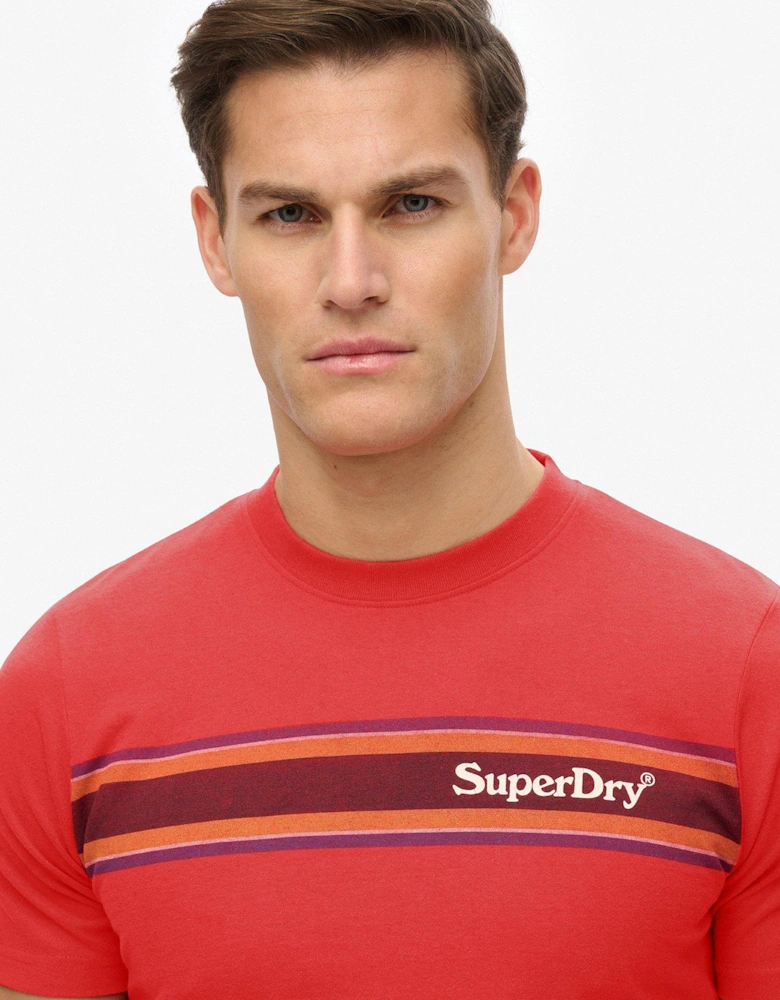 Venue Logo Stripe Relaxed T-Shirt - Red
