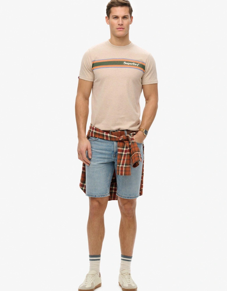 Venue Logo Stripe Relaxed T-Shirt - Beige