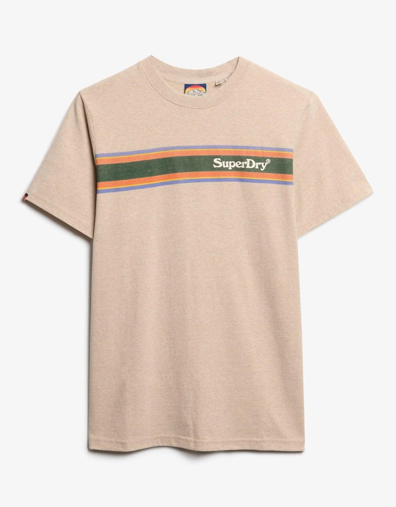 Venue Logo Stripe Relaxed T-Shirt - Beige