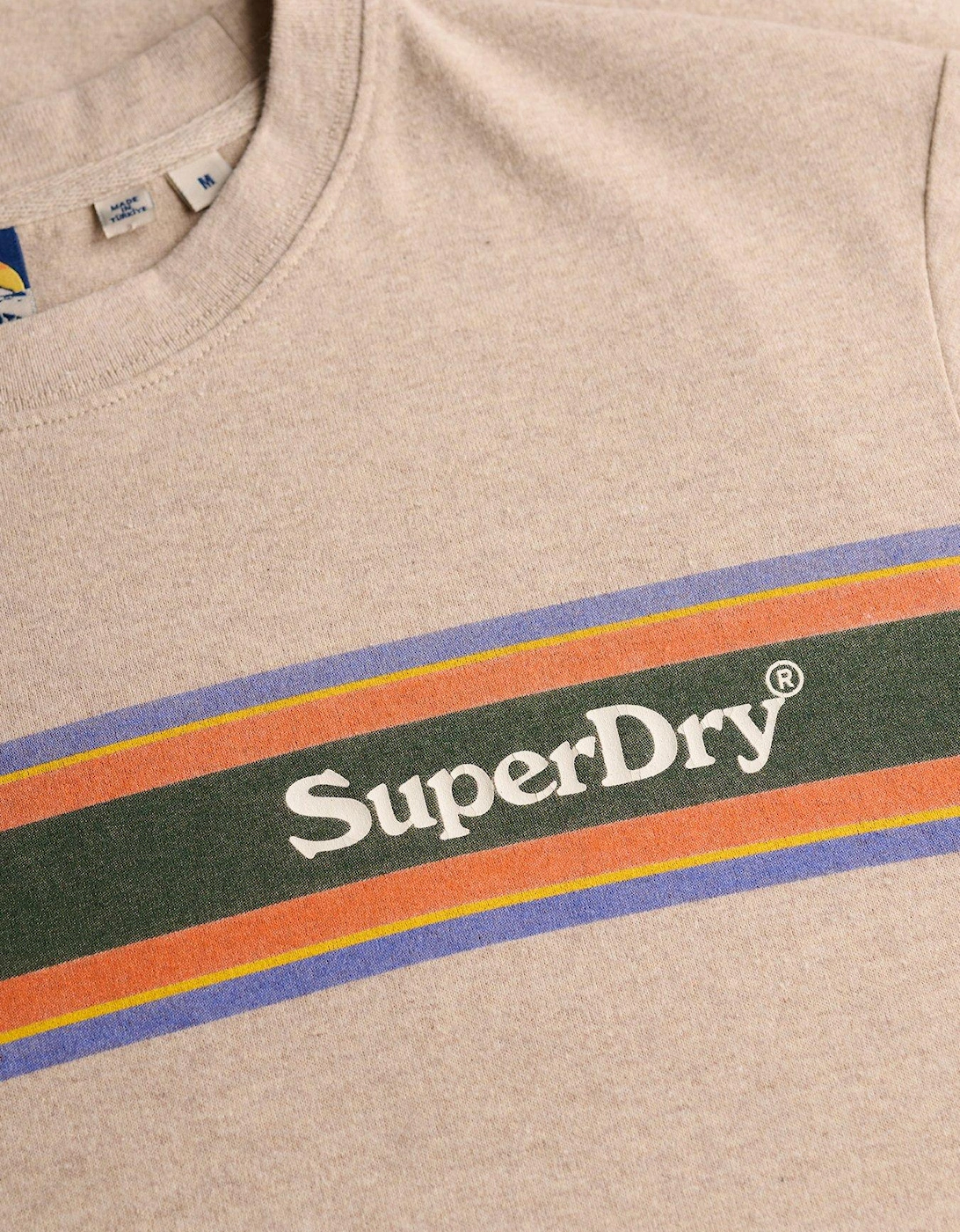 Venue Logo Stripe Relaxed T-Shirt - Beige