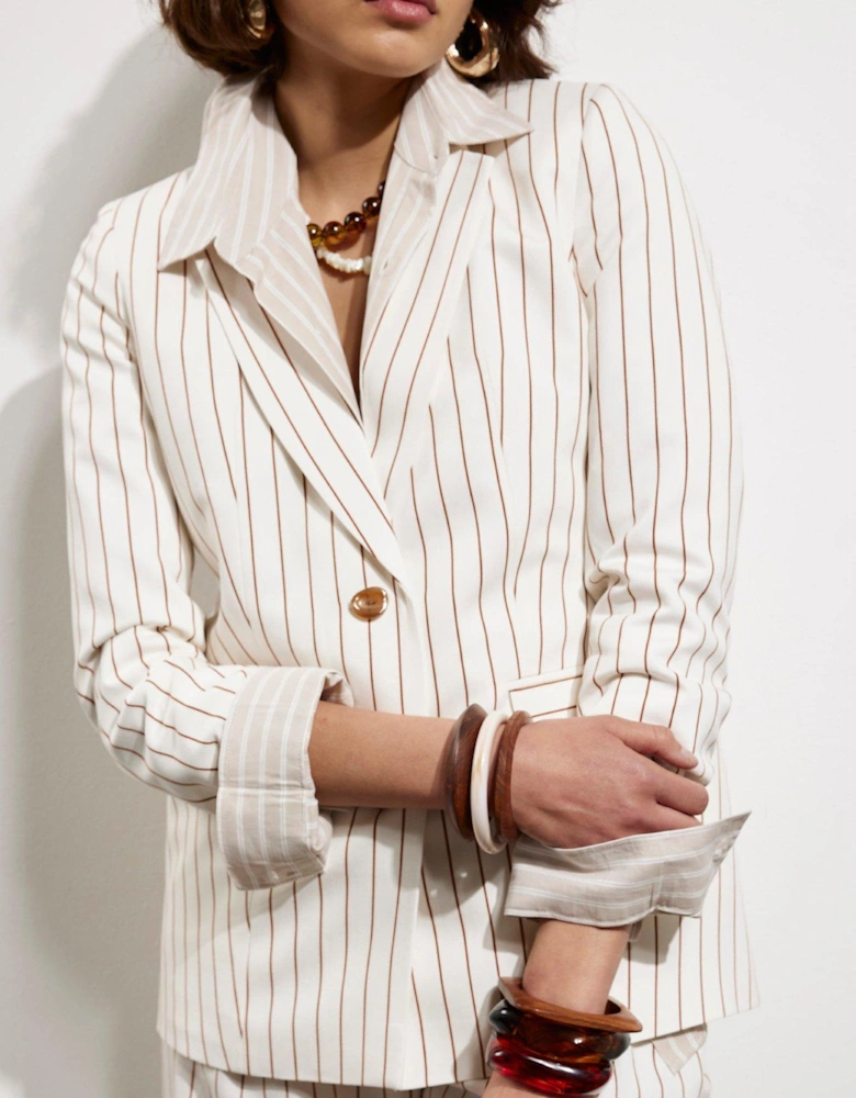 Stripe Oversized Blazer - White