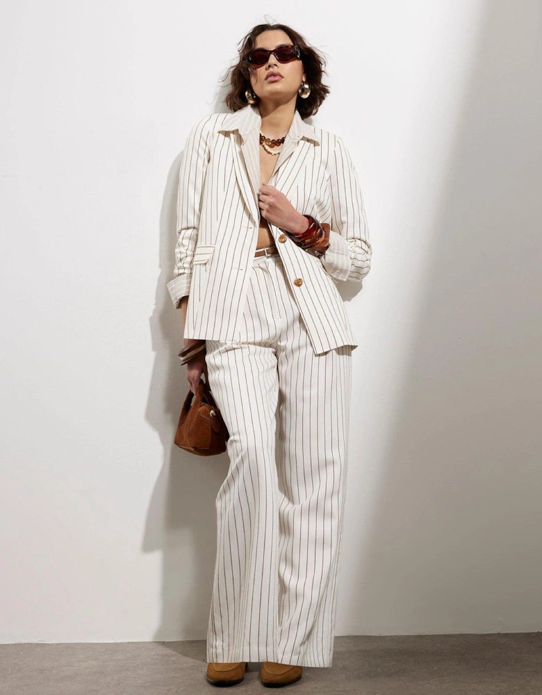 Stripe Oversized Blazer - White