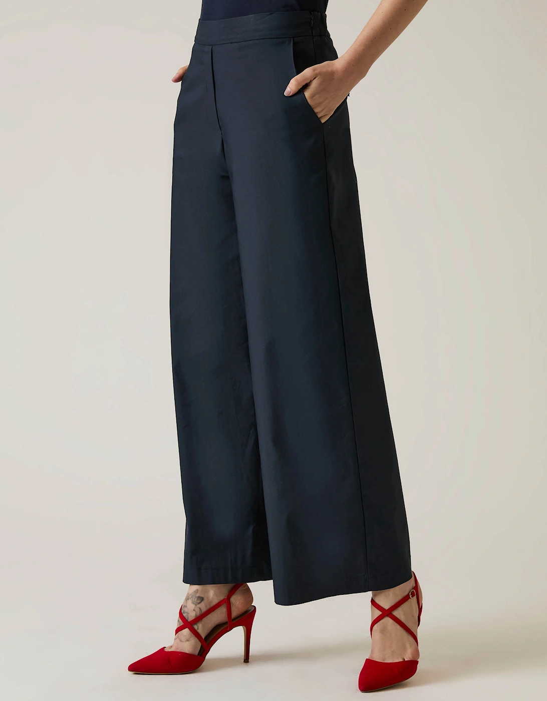 James Lakeland Women's Cotton Navy Trousers - Black - Size: 18