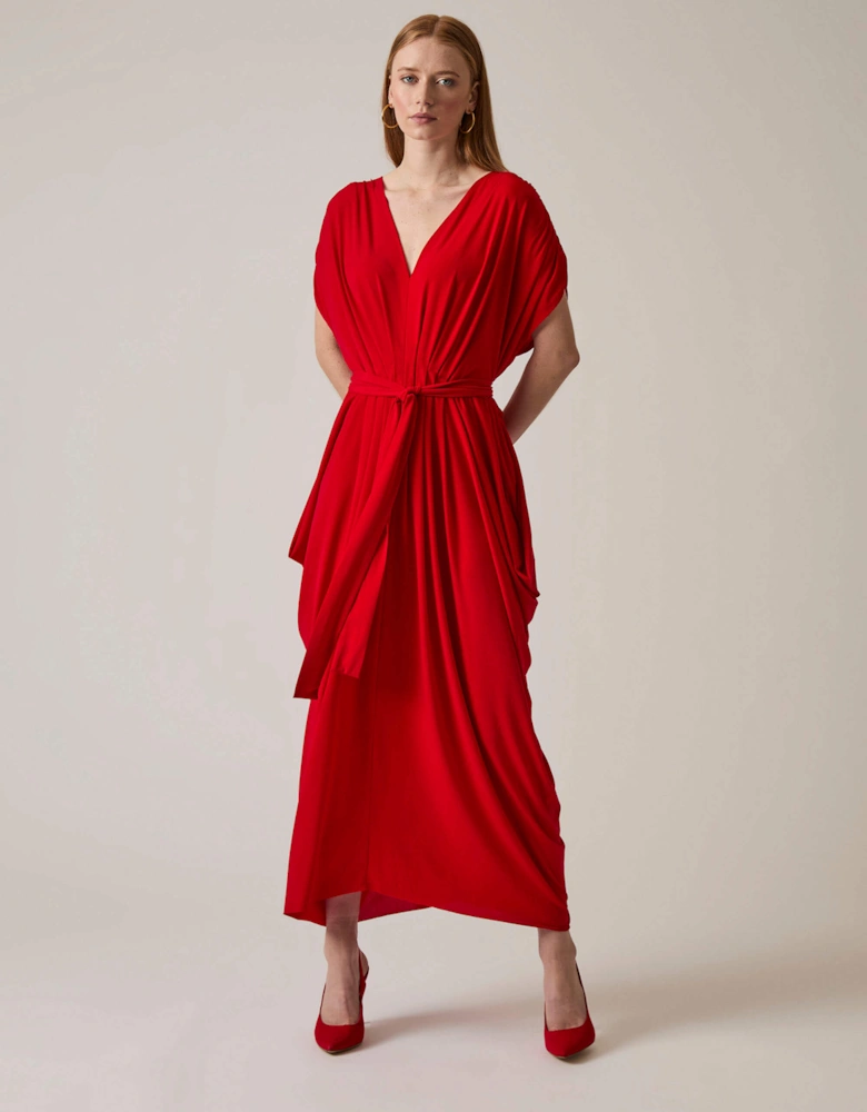 Draped Maxi Red Dress