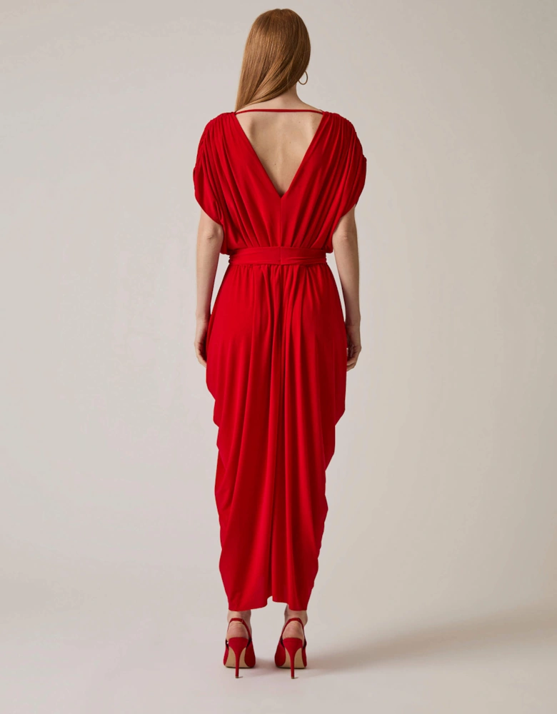 Draped Maxi Red Dress