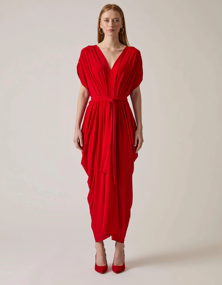 Draped Maxi Red Dress