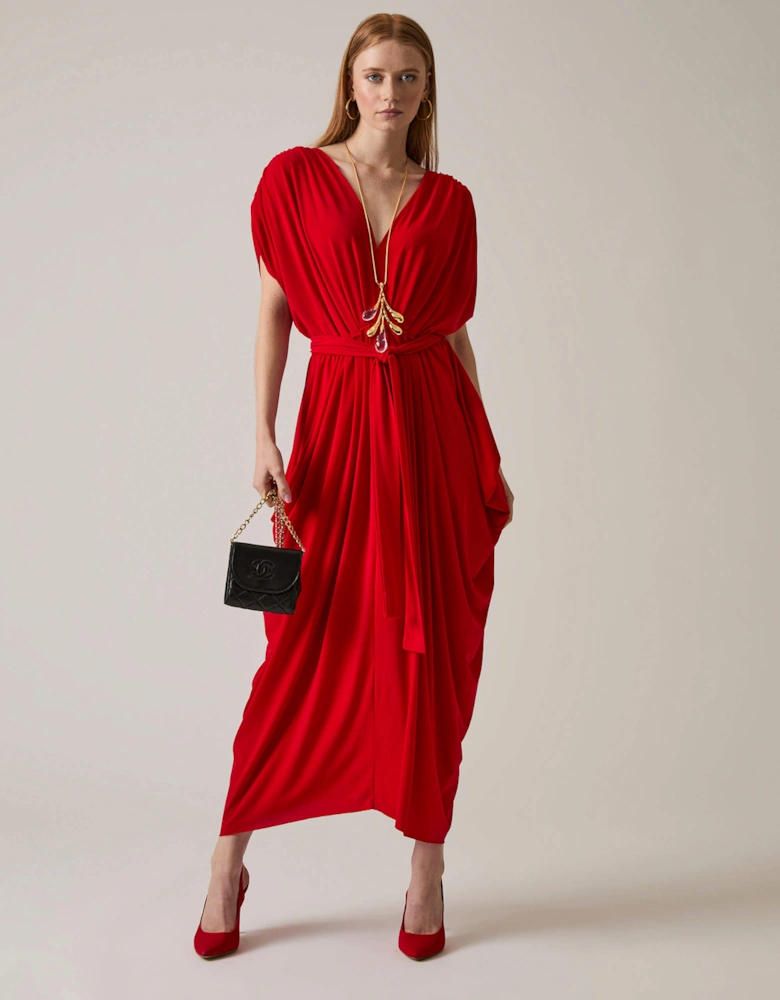 Draped Maxi Red Dress
