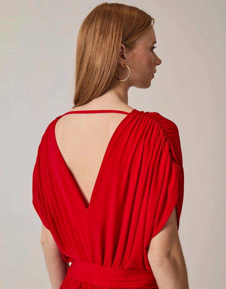 Draped Maxi Red Dress