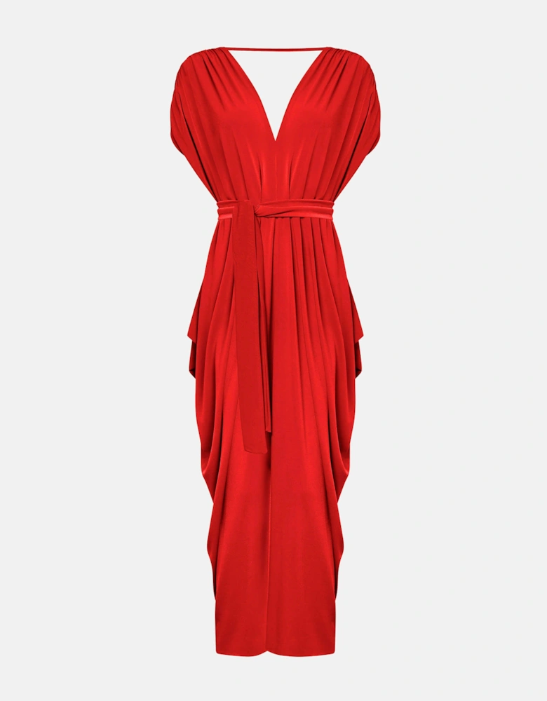 Draped Maxi Red Dress
