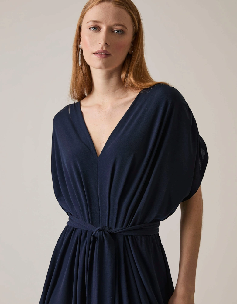 Draped Maxi Navy Dress