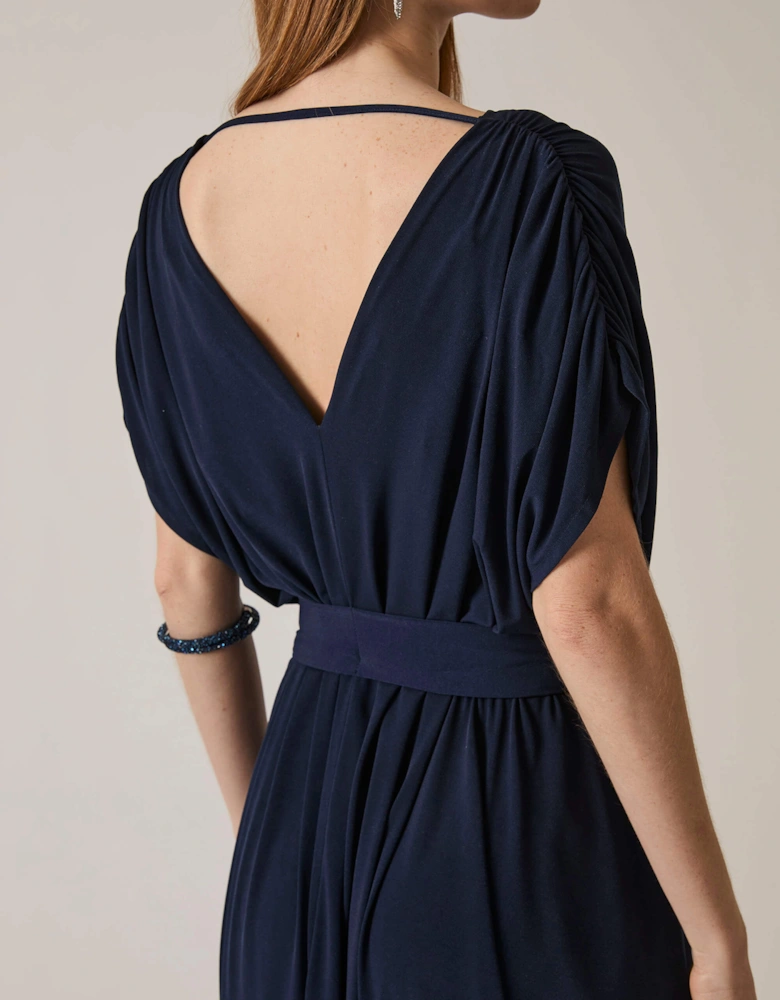 Draped Maxi Navy Dress