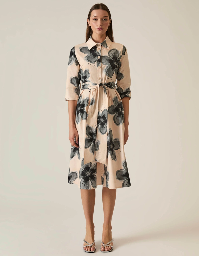 Black Flower Cotton Dress