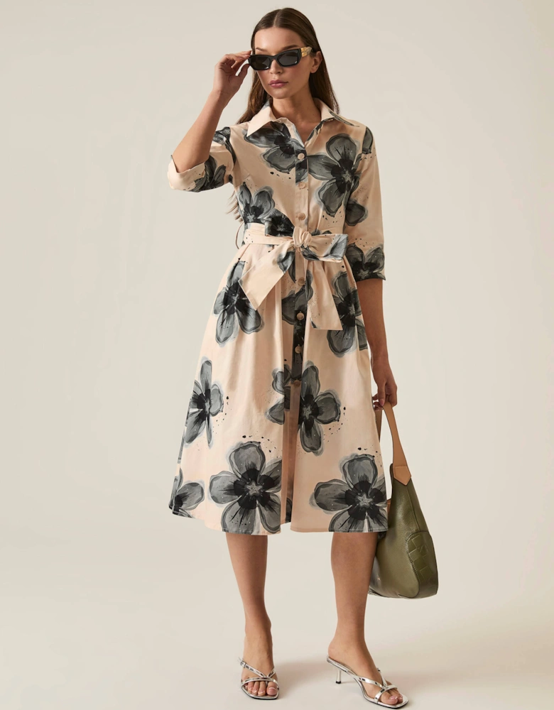 Black Flower Cotton Dress