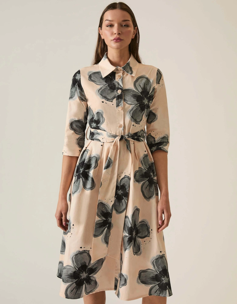 Black Flower Cotton Dress