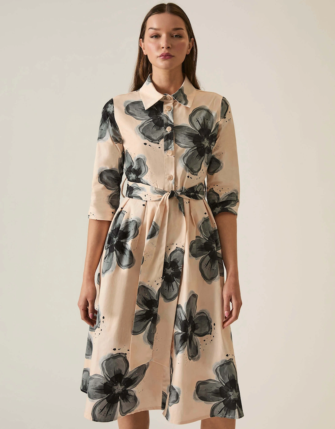 Black Flower Cotton Dress