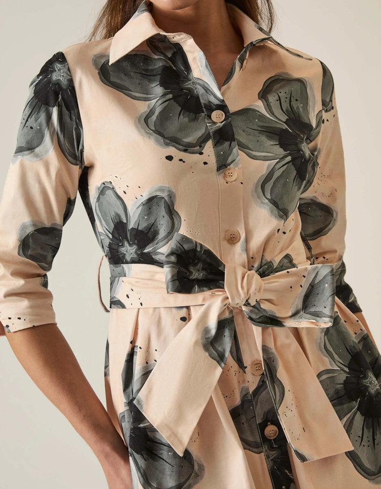 Black Flower Cotton Dress