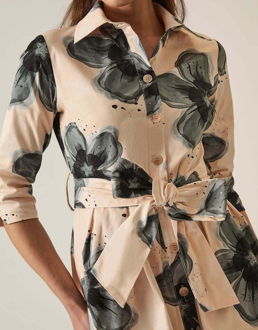 Black Flower Cotton Dress