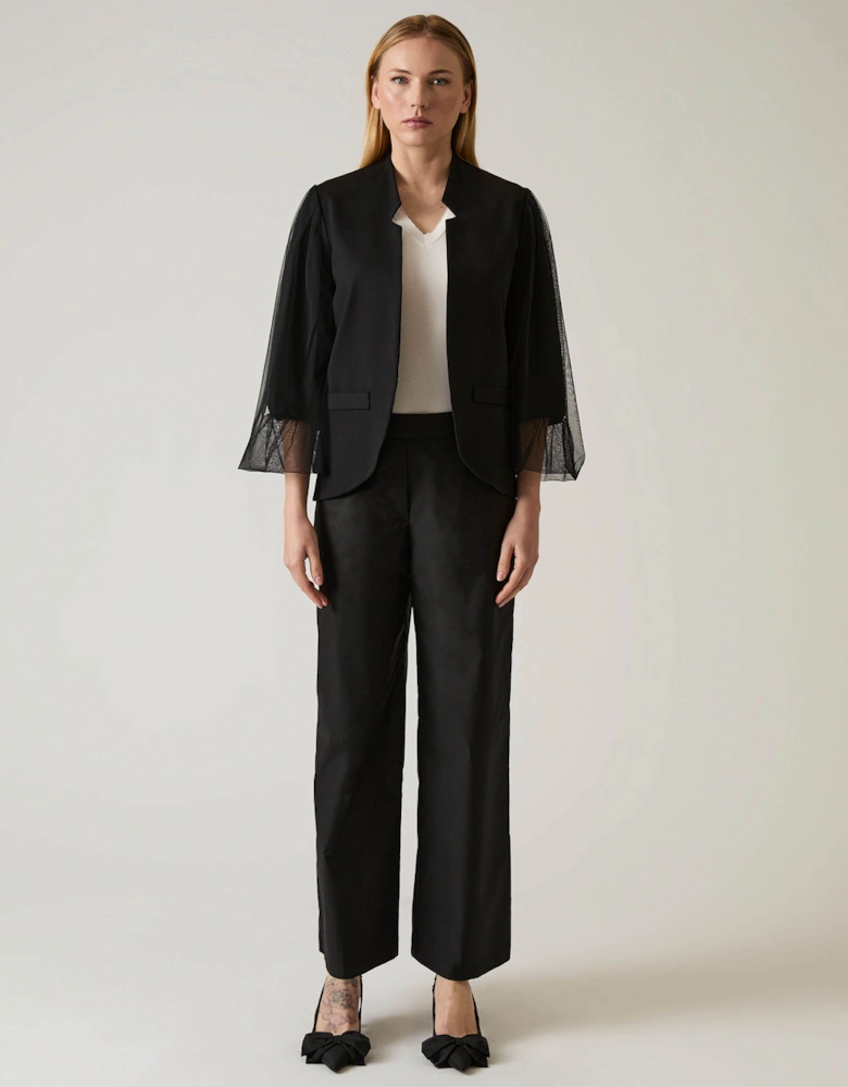 Tulle Sleeve Black Blazer