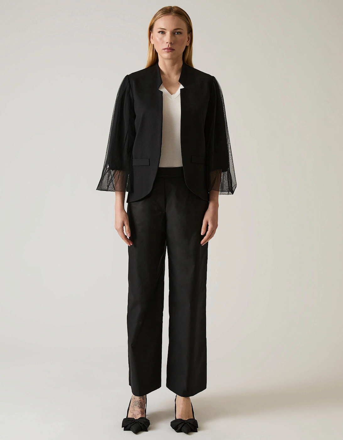Tulle Sleeve Black Blazer, 7 of 6