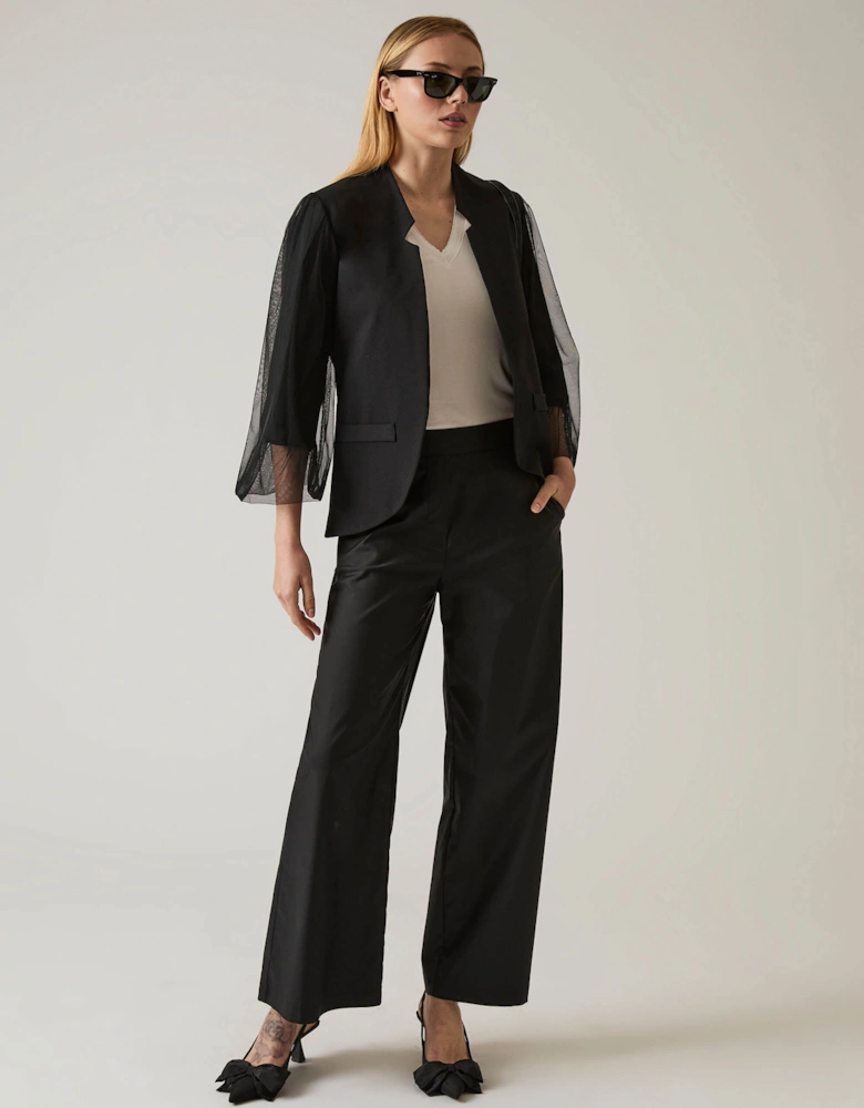 Tulle Sleeve Black Blazer