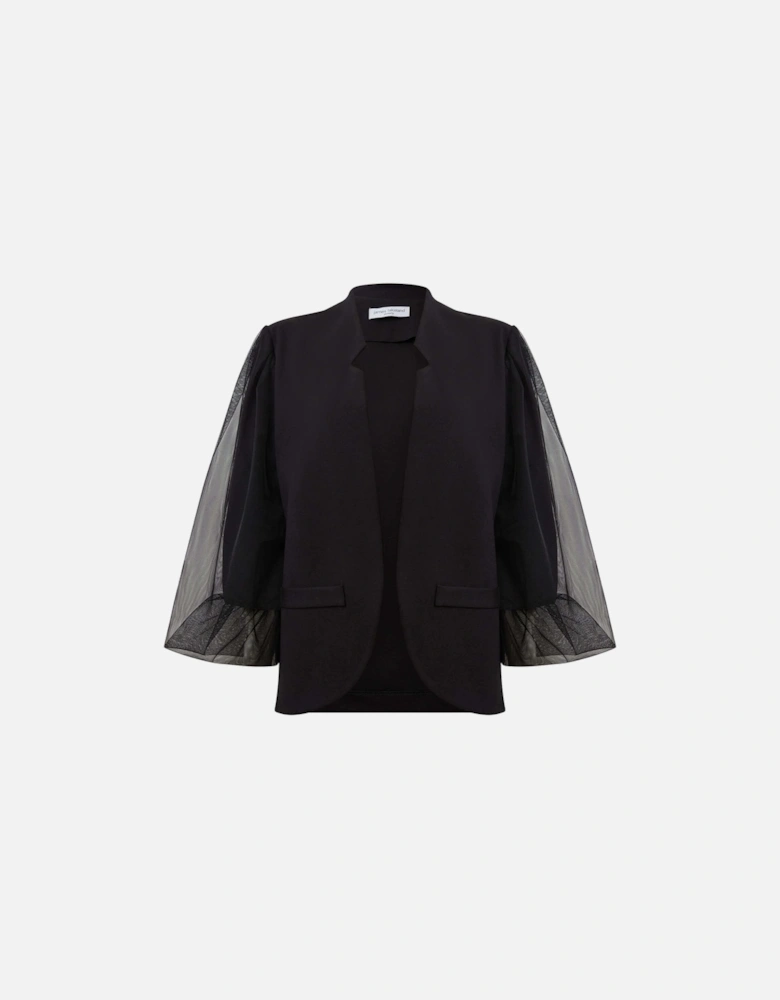 Tulle Sleeve Black Blazer