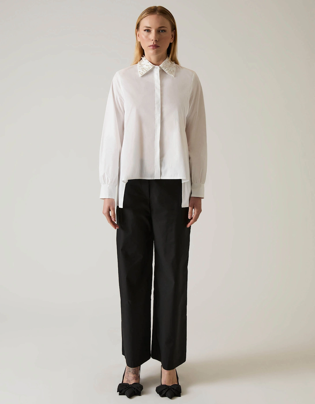 Pearl Collar White Cotton Shirt, 8 of 7