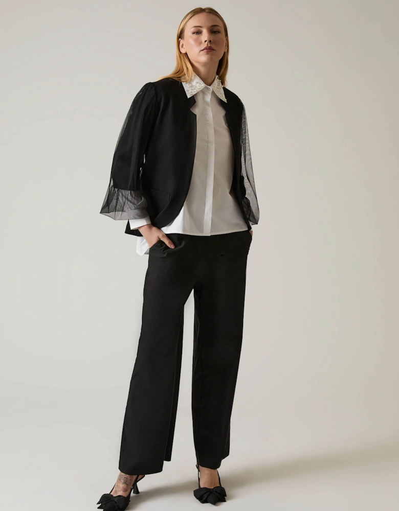 Pearl Collar White Cotton Shirt