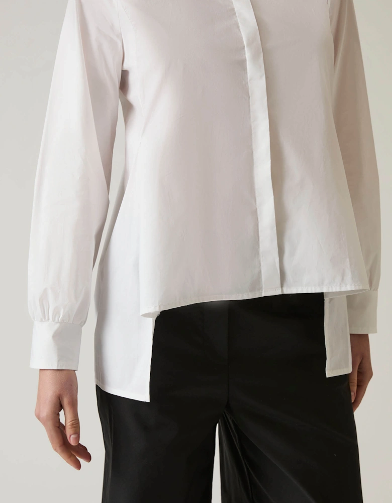 Pearl Collar White Cotton Shirt