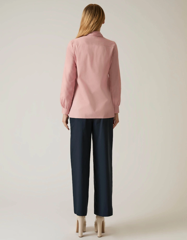 Pearl Collar Pale Pink Cotton Shirt