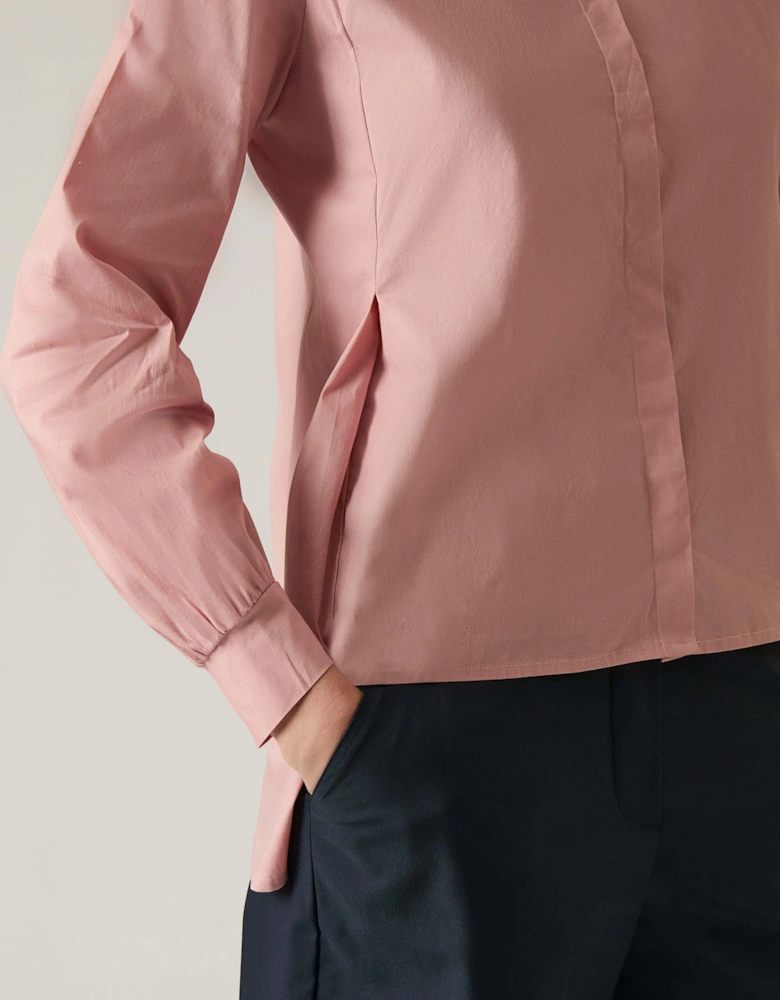 Pearl Collar Pale Pink Cotton Shirt