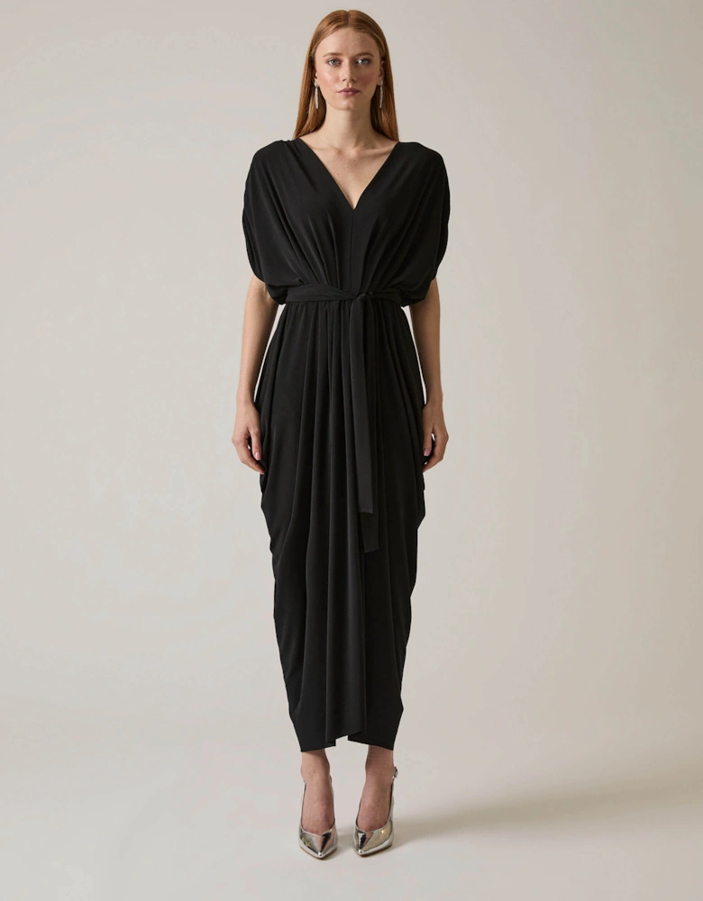 Draped Maxi Black Dress