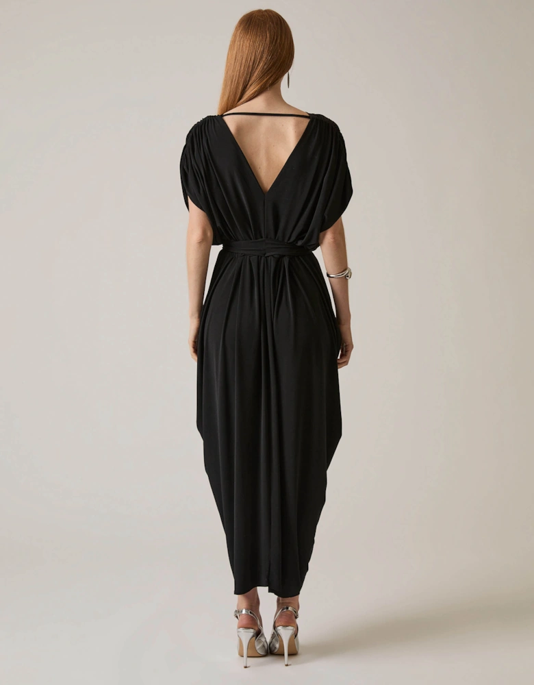 Draped Maxi Black Dress