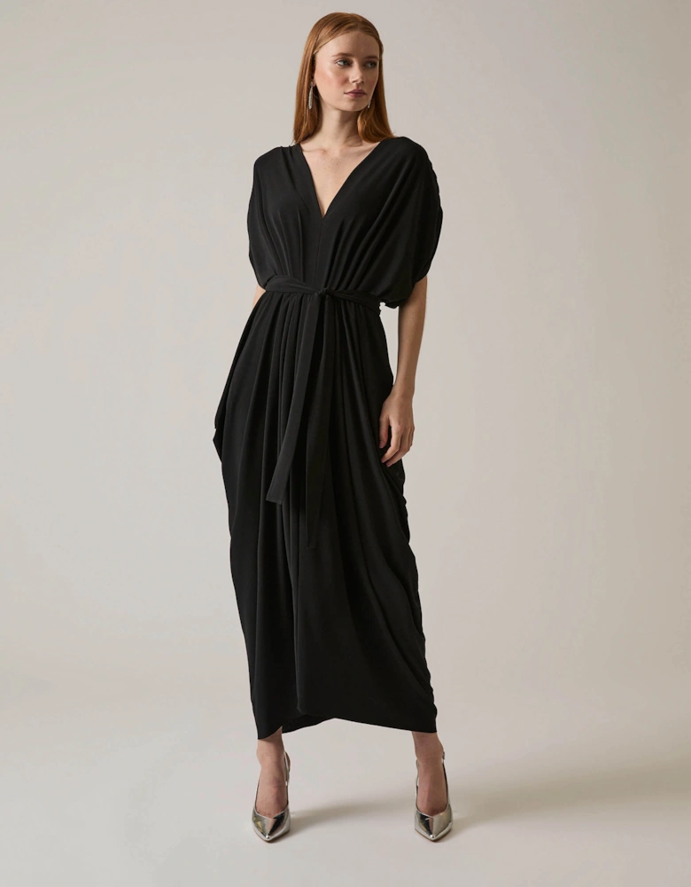 Draped Maxi Black Dress