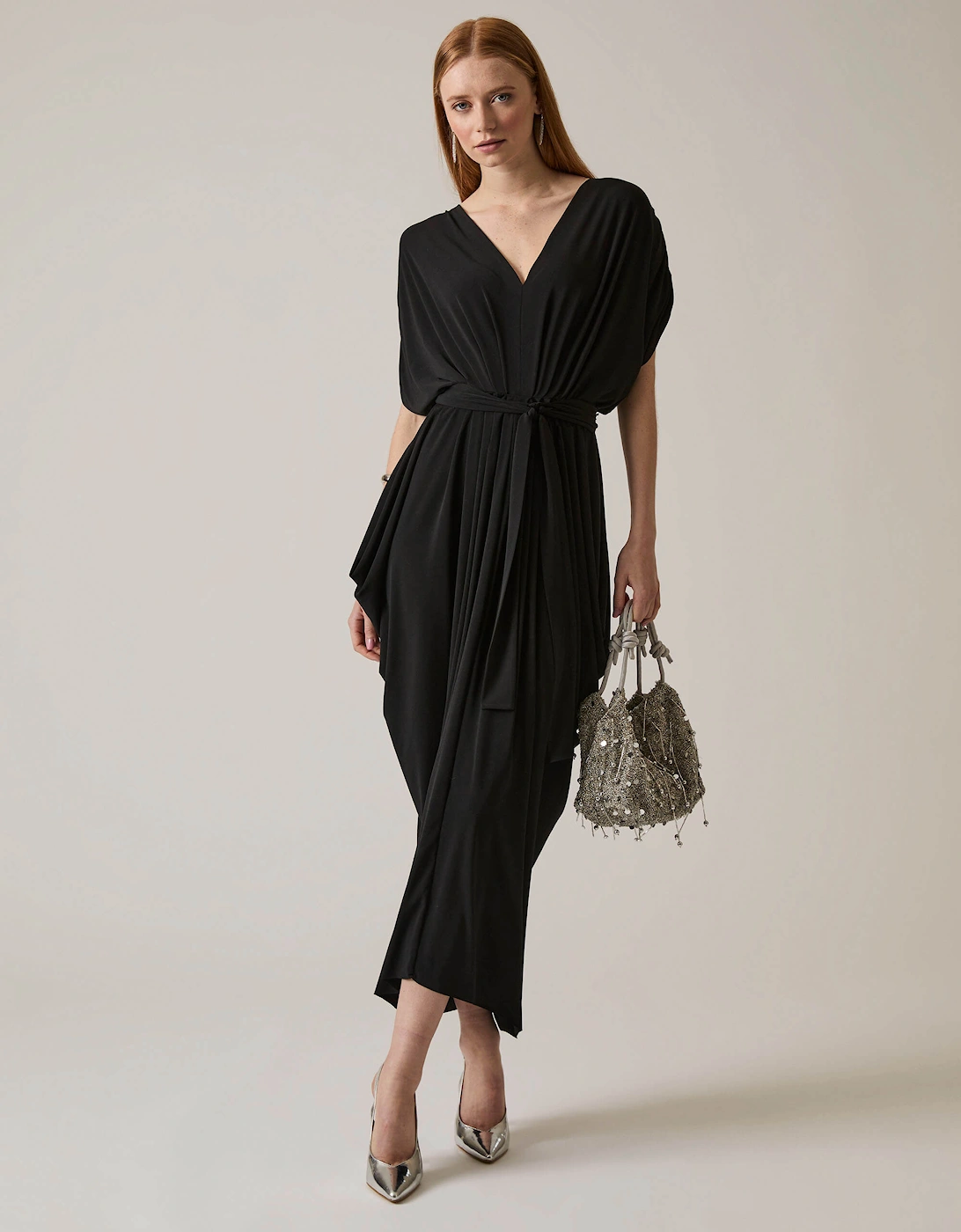Draped Maxi Black Dress