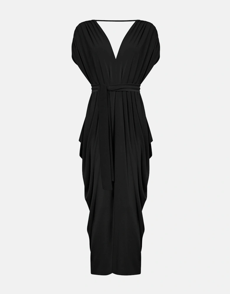 Draped Maxi Black Dress