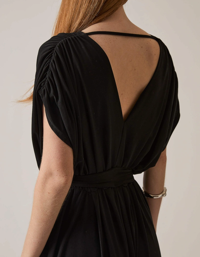 Draped Maxi Black Dress