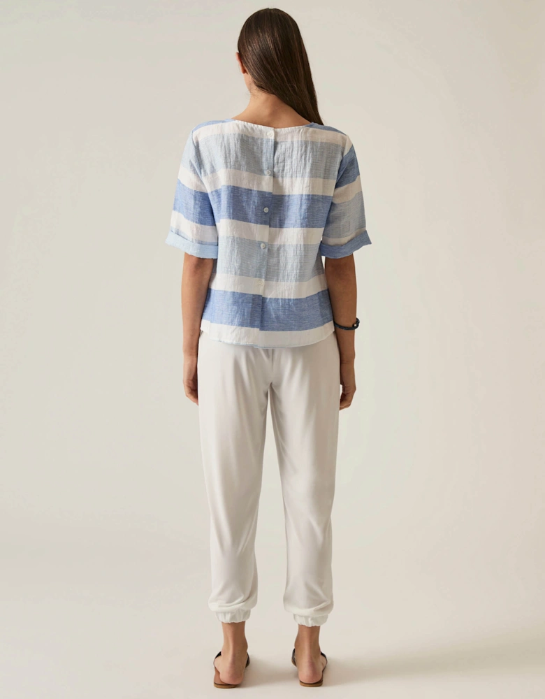 Striped Back Button Top