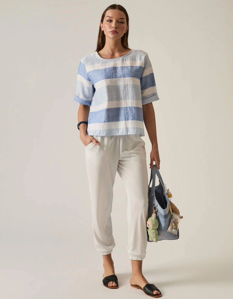 Striped Back Button Top