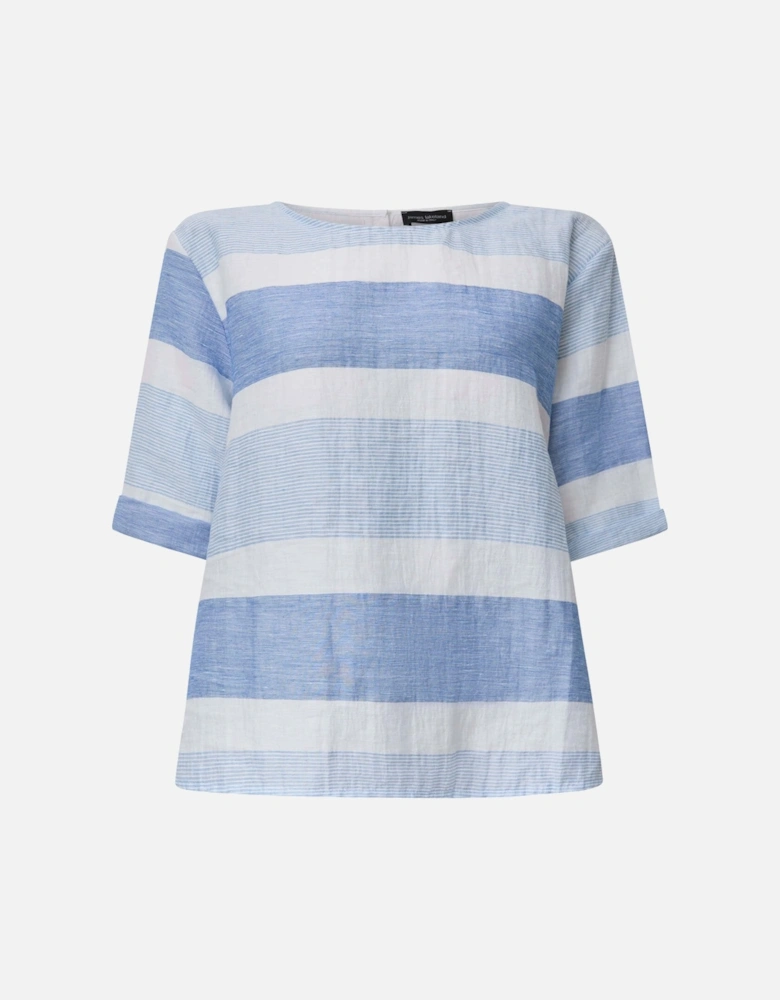 Striped Back Button Top