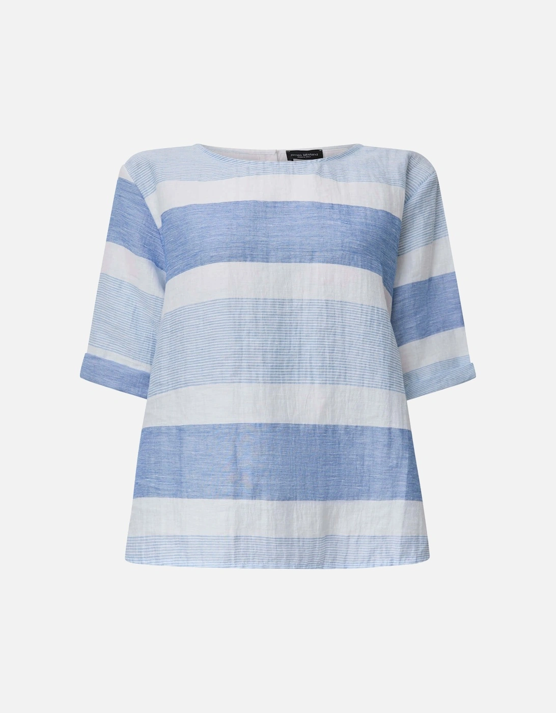 Striped Back Button Top