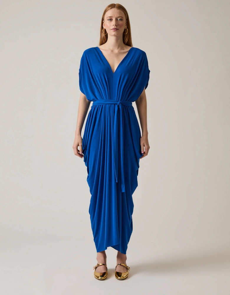 Draped Maxi Royal Dress