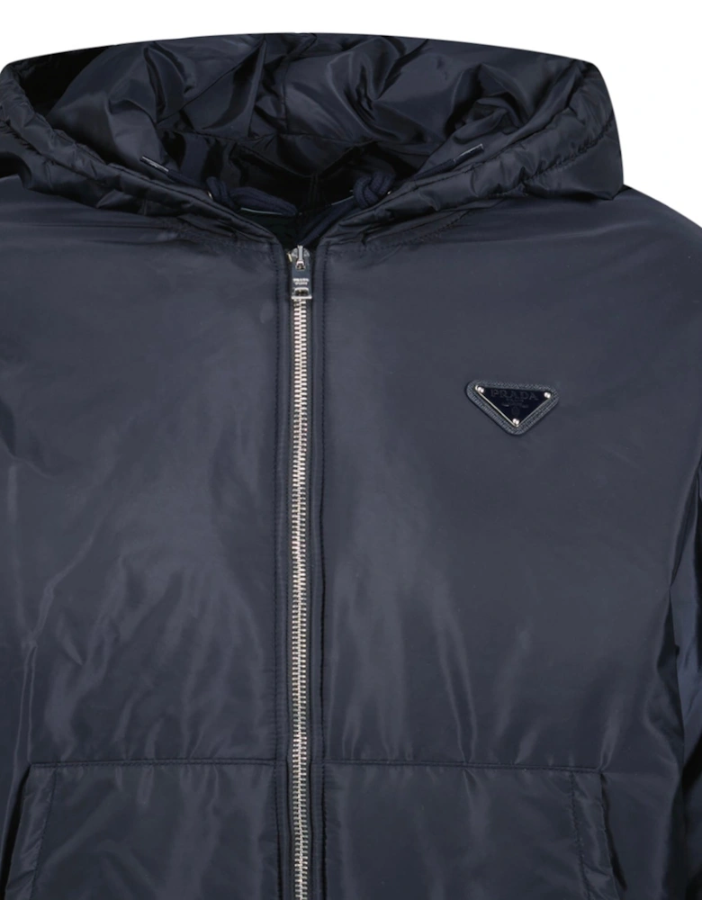 Triangle Logo Zip Hooded Jacket Navy