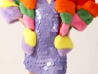 Gaga Faux Fur Striped Rainbow Coat