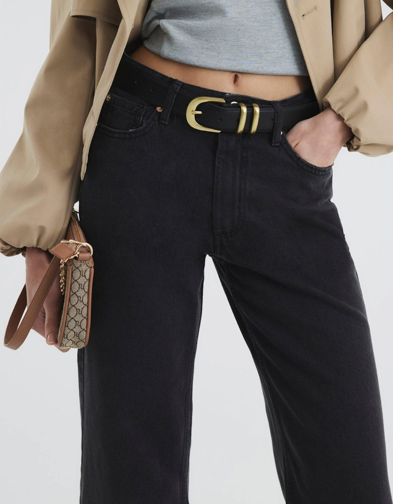Relaxed Straight Leg Jeans - Black