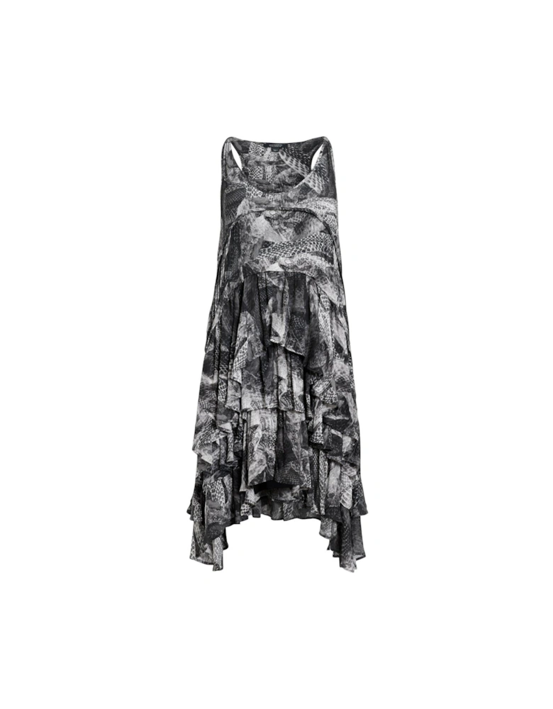 Cavarly Ruffled Mini Dress - Grey