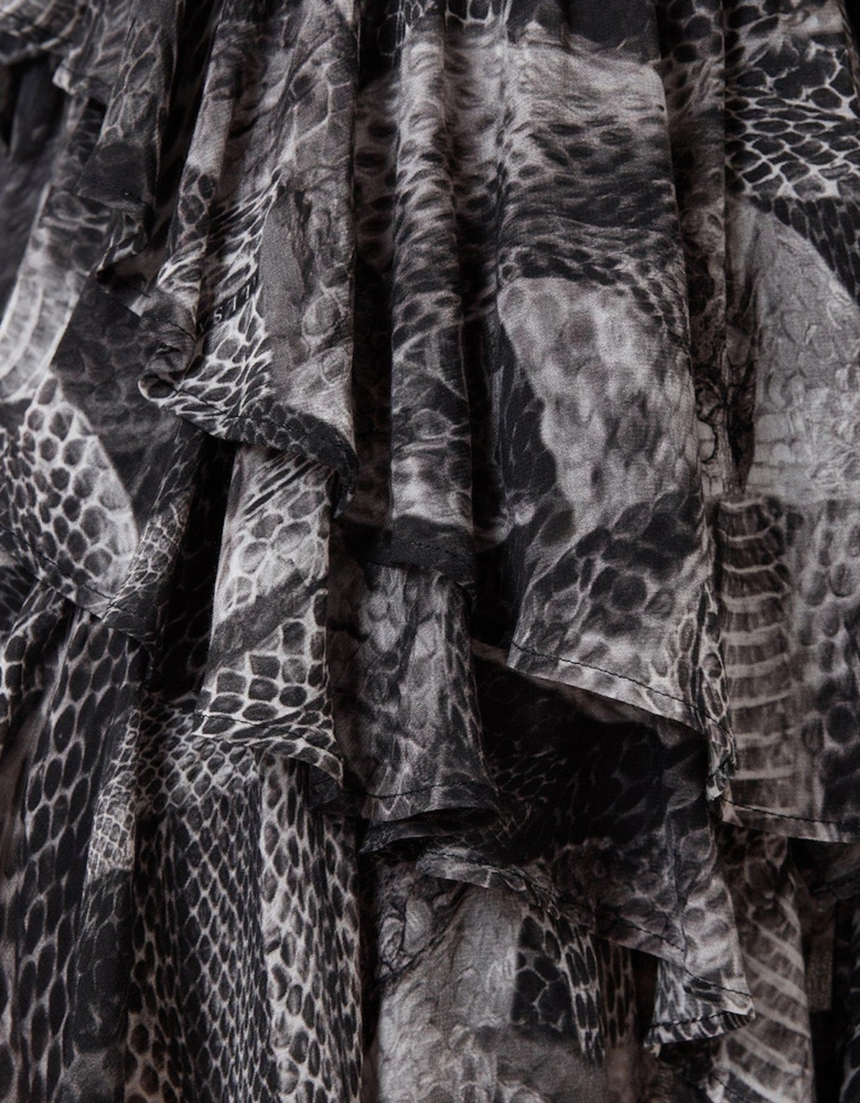 Cavarly Ruffled Mini Dress - Grey
