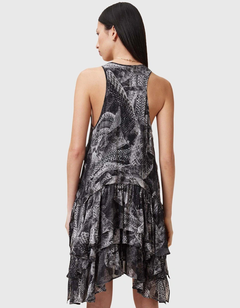 Cavarly Ruffled Mini Dress - Grey