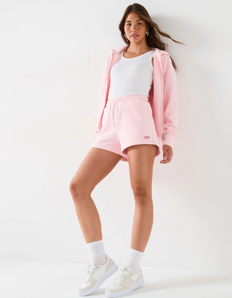 Script Logo Zip Through Hoodie - Pink