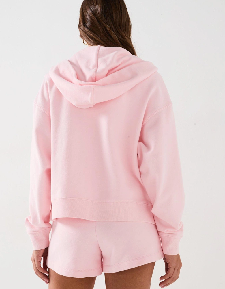 Script Logo Zip Through Hoodie - Pink