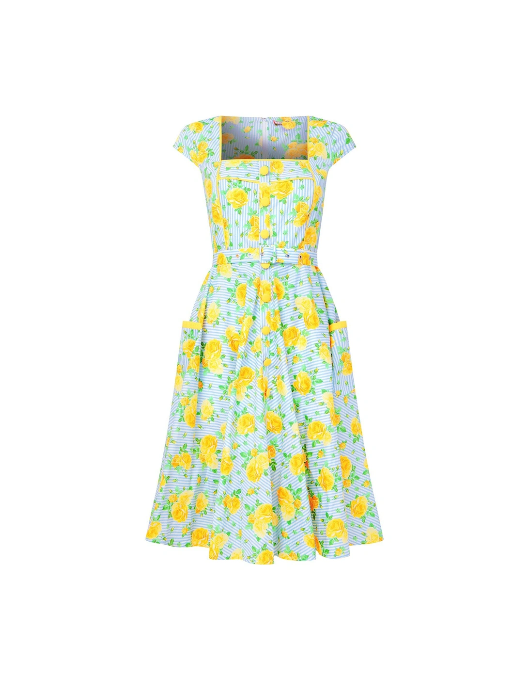Kelcey Floral Vintage Dress - Blue